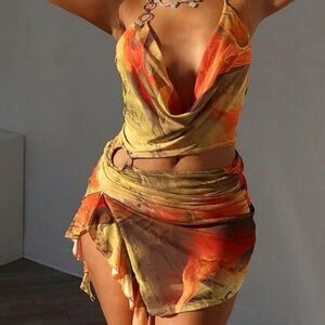 Ruffle Trim Backless Cami Dress